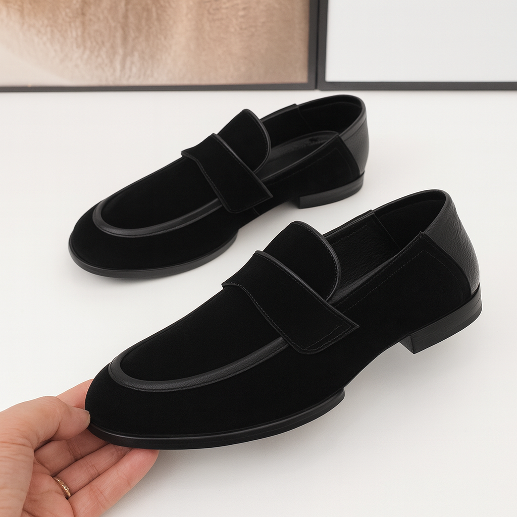 Mocassin élégant en daim noir pour homme