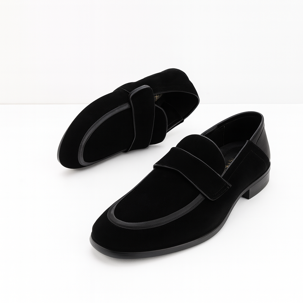 Mocassin homme moderne noir en daim