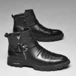 Chaussures montantes en cuir véritable noir