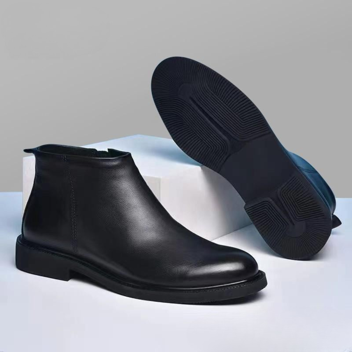 Bottines homme cuir noir Dolcino semelle antidérapante