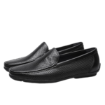 Mocassin homme cuir noir perforé Dolcino – élégance et confort