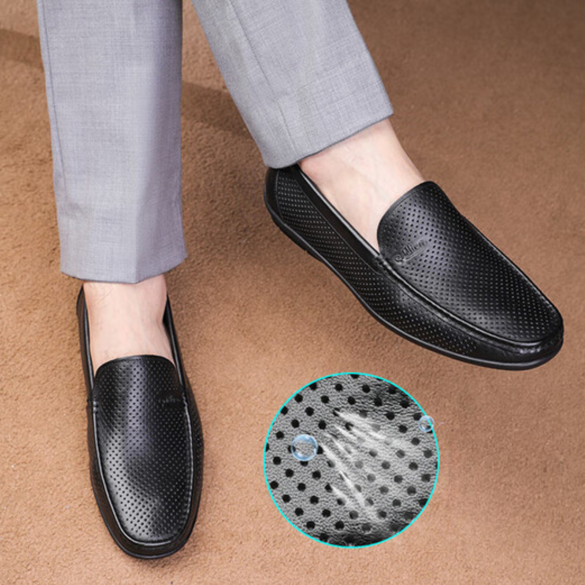 mocassin-homme-cuir-noir-perfore-profil-dolcino Profil mocassin homme cuir noir perforé Dolcino