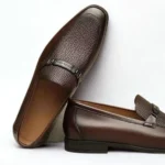 Mocassins homme en cuir véritable marron avec boucle