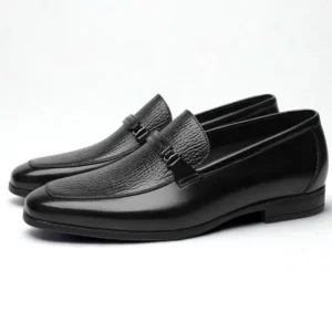 Mocassins homme cuir avec boucle noir – élégance classique