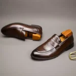 Mocassins homme en cuir marron véritable
