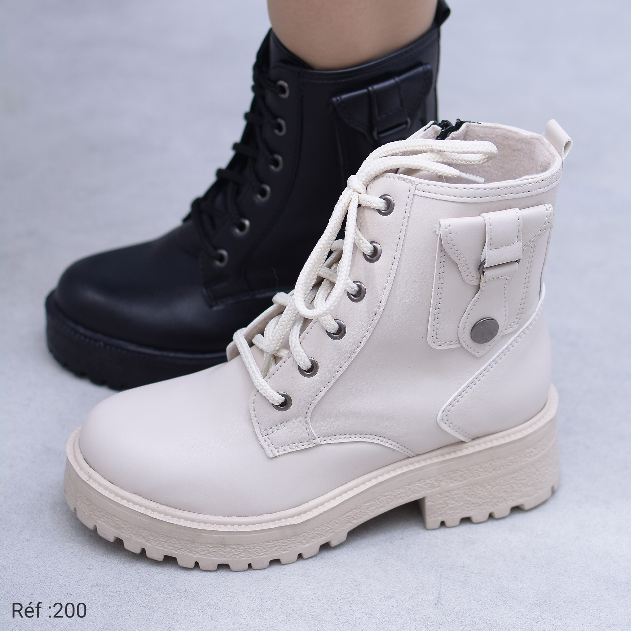 Bottines tendance femme en cuir beige Dolcino automne hiver