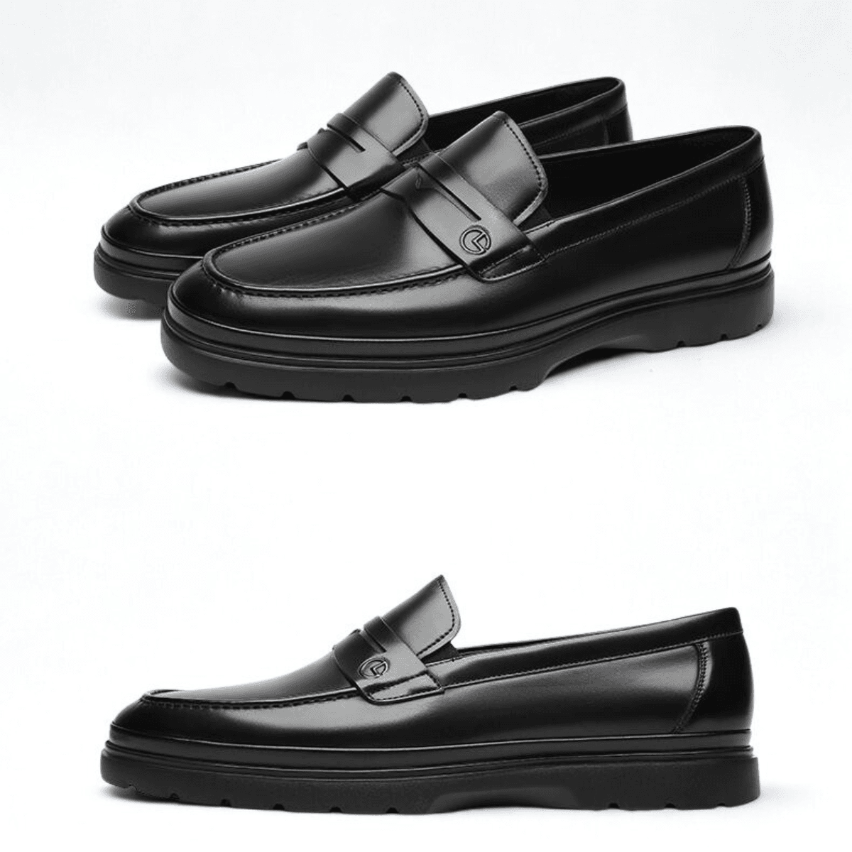 Mocassin homme en cuir véritable noir Dolcino élégant et raffiné