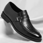 Mocassin homme en cuir véritable noir effet croco Dolcino élégant