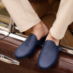 Babouches homme en cuir véritable Dolcino bleu lux