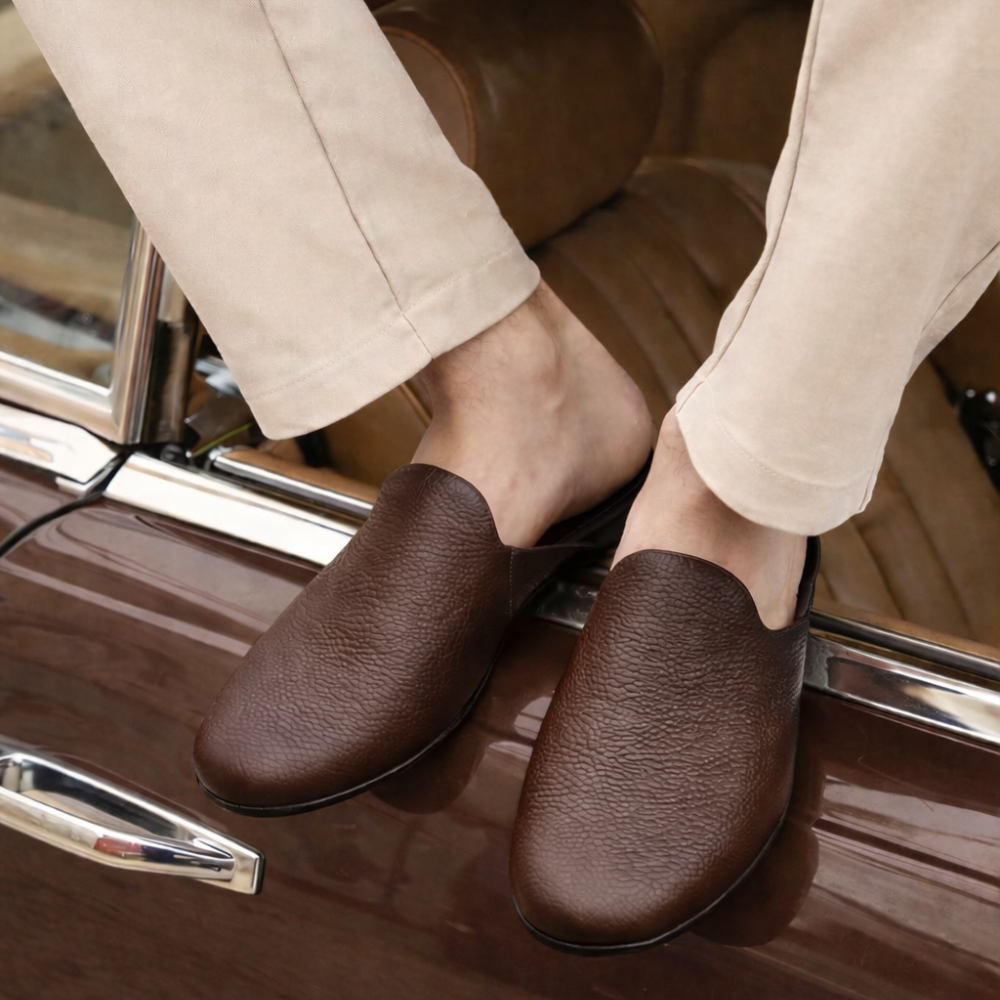 Babouches homme en cuir véritable Dolcino Marron