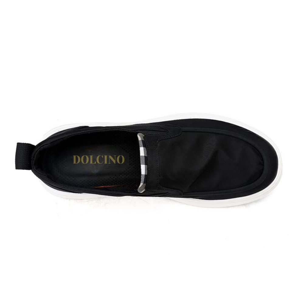 Chaussures homme Dolcino slip-on noires vue dessus design moderne