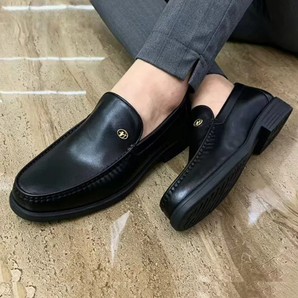 Mocassin homme noir chic en cuir moderne Dolcino