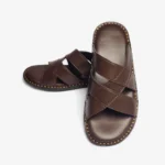 Sandale homme en cuir marron avec lanières croisées style confortable Dolcino
