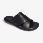 Sandale homme noire en cuir Dolcino avec brides croisées