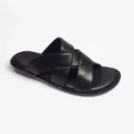 Sandales homme en cuir noir avec design croisé moderne et élégant
