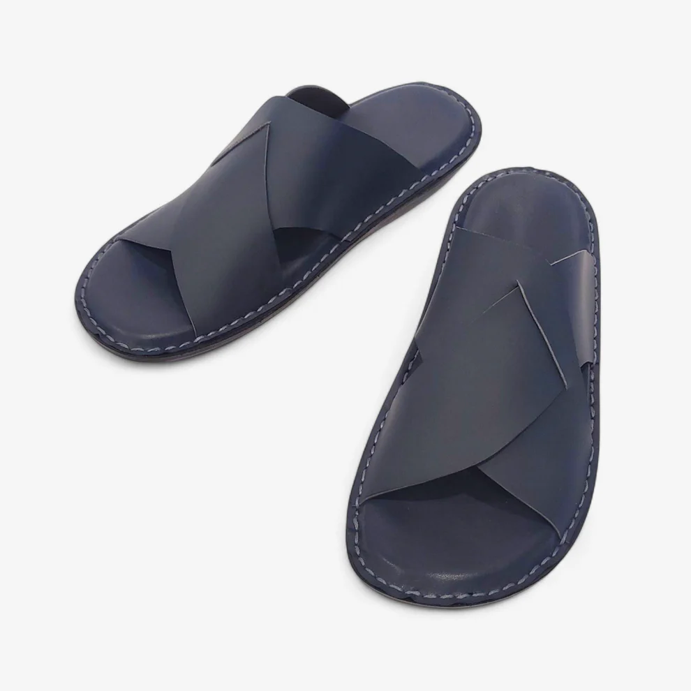 sandales homme cuir bleu vue côté confortable