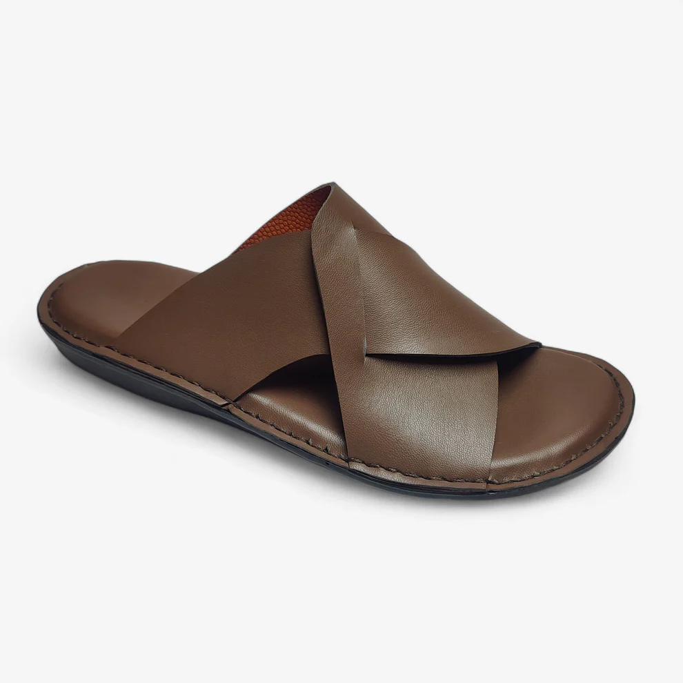 sandales homme cuir marron vue face
