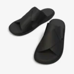 sandales cuir noir homme look décontracté
