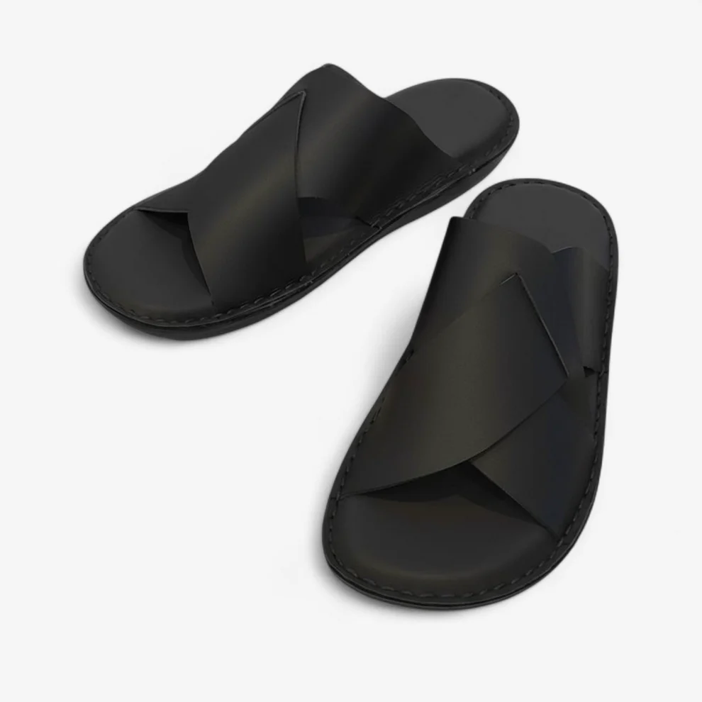 sandales cuir noir homme look décontracté