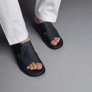 sandales homme cuir noir portées style été