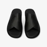 vue latérale sandales homme cuir noir confort